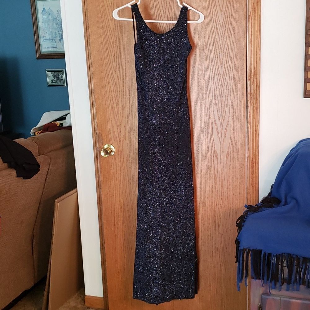 Gorgeous Taboo Shimmery Blue Formal Dress Gown Sz L